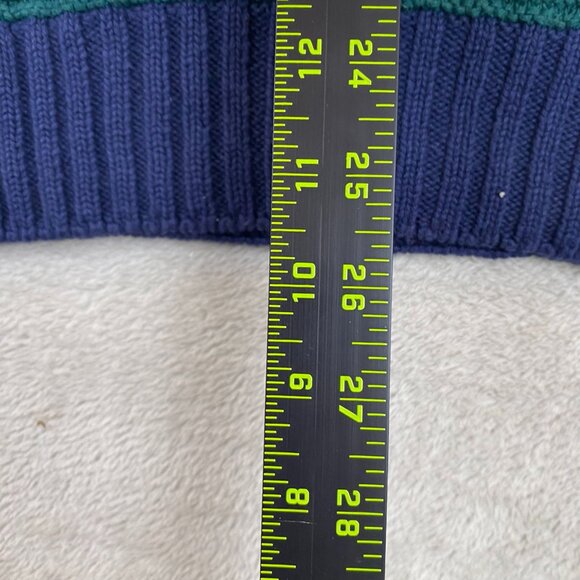 Vintage American Hero Mens Sweater Crew Neck Cable Knit Pullover Blue Geo Stripe - Picture 3 of 10